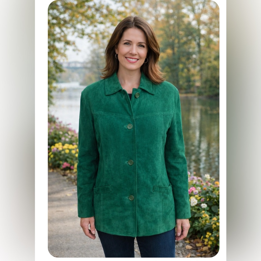 Danier Vibrant Green suede  Leather Jacket size large